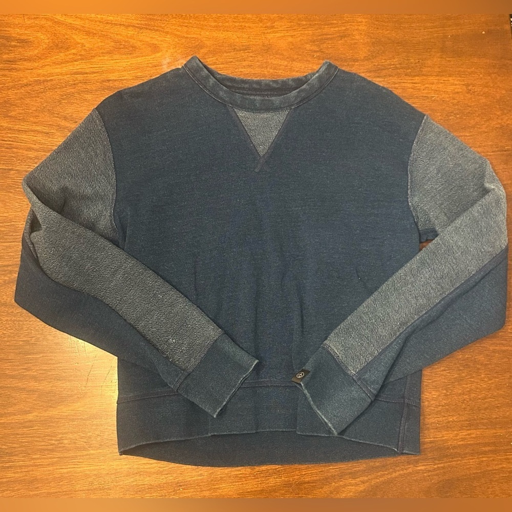 rag & bone Navy Crewneck Sweatshirt with Gray Sleeves